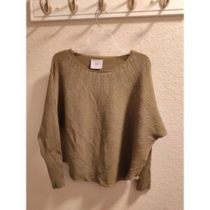 LIV Milano Pullover Sweater Olive Green Rhinestones Women’s XL Viscose Blend